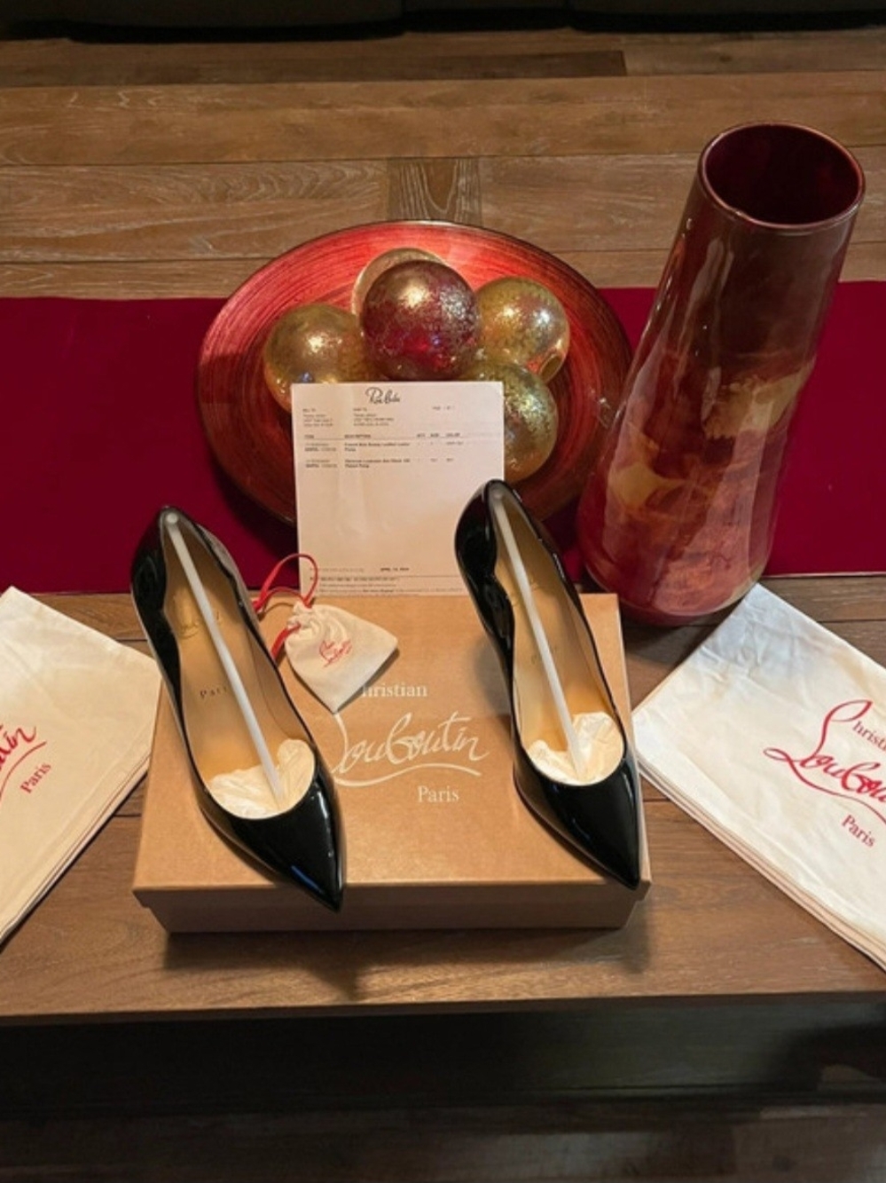 Christian Louboutin Black Patent Pointed Toe Stiletto Pumps